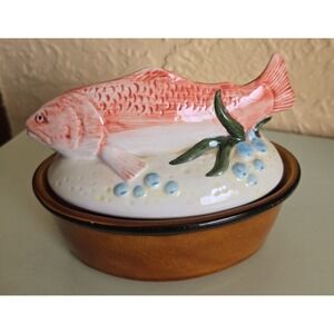 Vintage Fish Small Trinket Dish Majolica Art Pottery Portugal